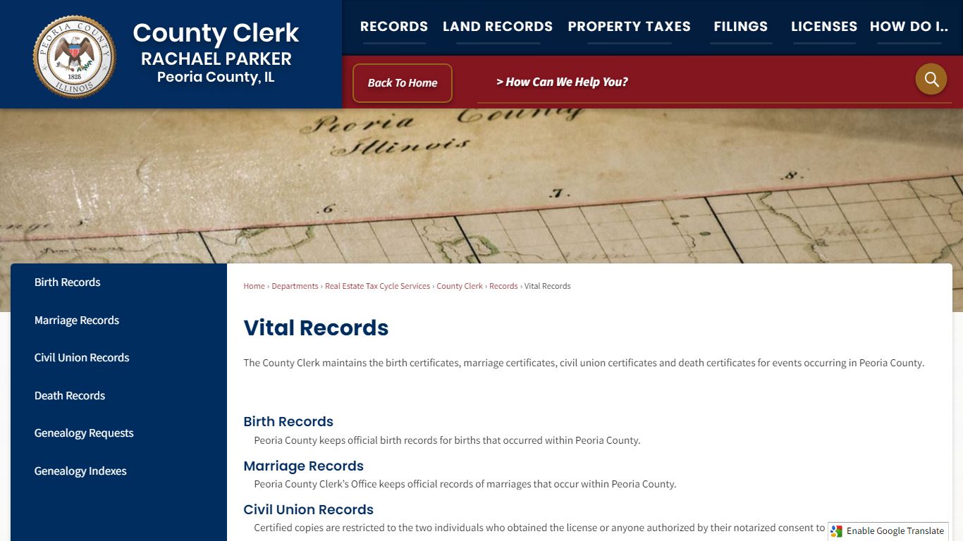 Vital Records | Peoria County, IL