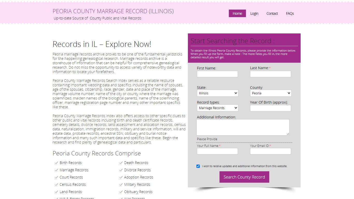 Public Marriage Records - Peoria County, Illinois