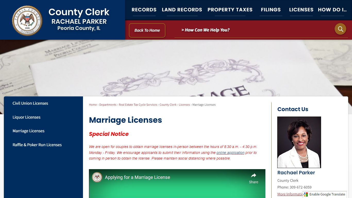 Marriage Licenses | Peoria County, IL